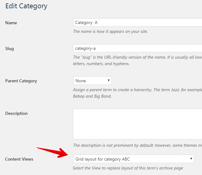 Content Views Pro - specific View for replace category layout