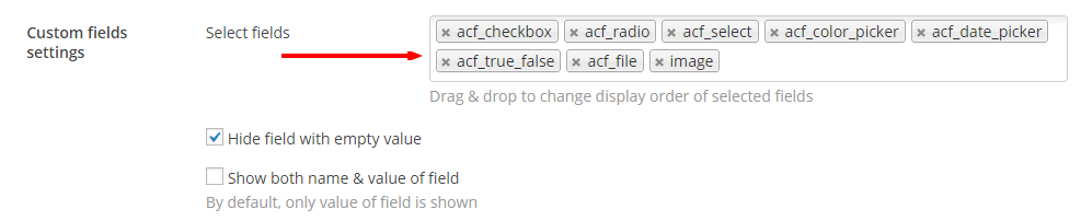 Select ACF fields - Content Views Pro