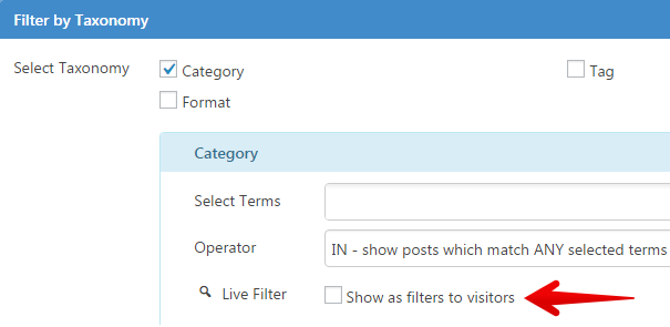 Content Views Pro - enable live filter taxonomy